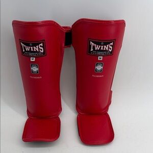Twins Special Hand Made leather Muay Thai Kickboxing MMA shin guard pads sz M